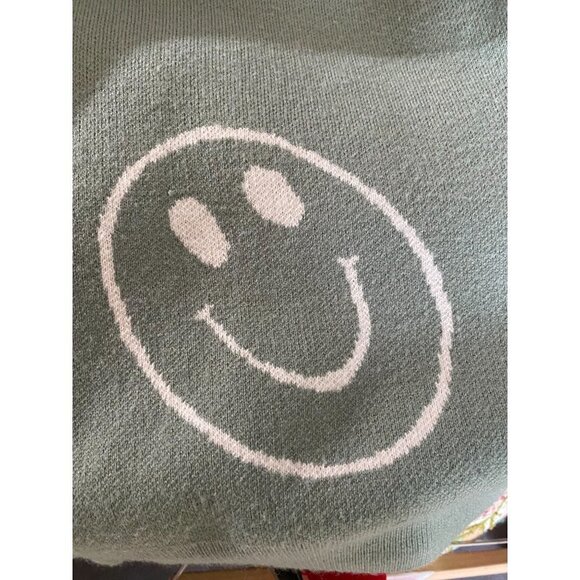 Altar'd State Seafoam Green Smiley Face Long Sleeved Crop Sweater M - Picture 4 of 4